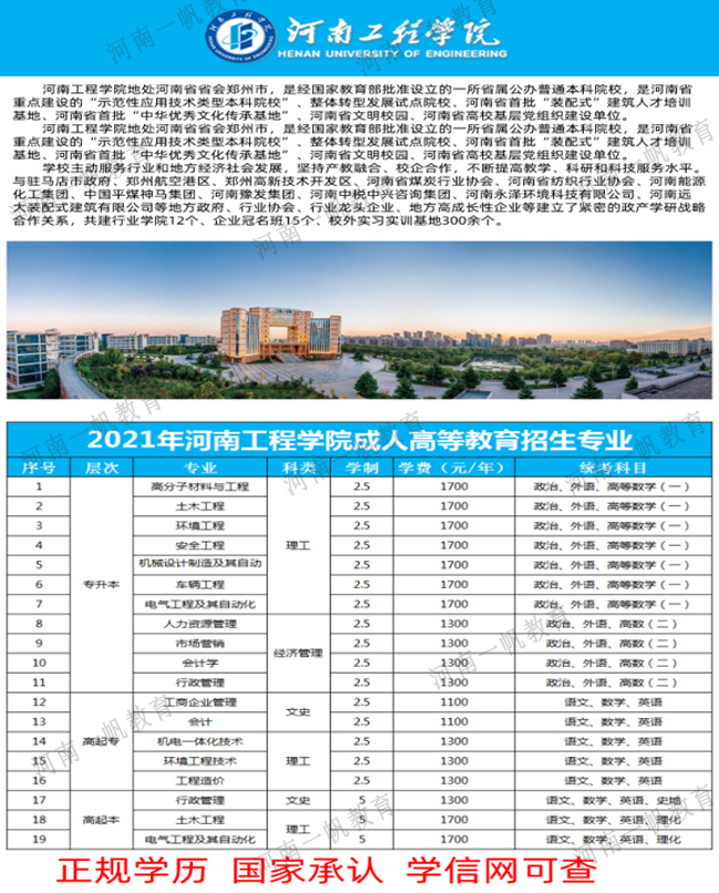 河南工程學(xué)院成考招生簡(jiǎn)章